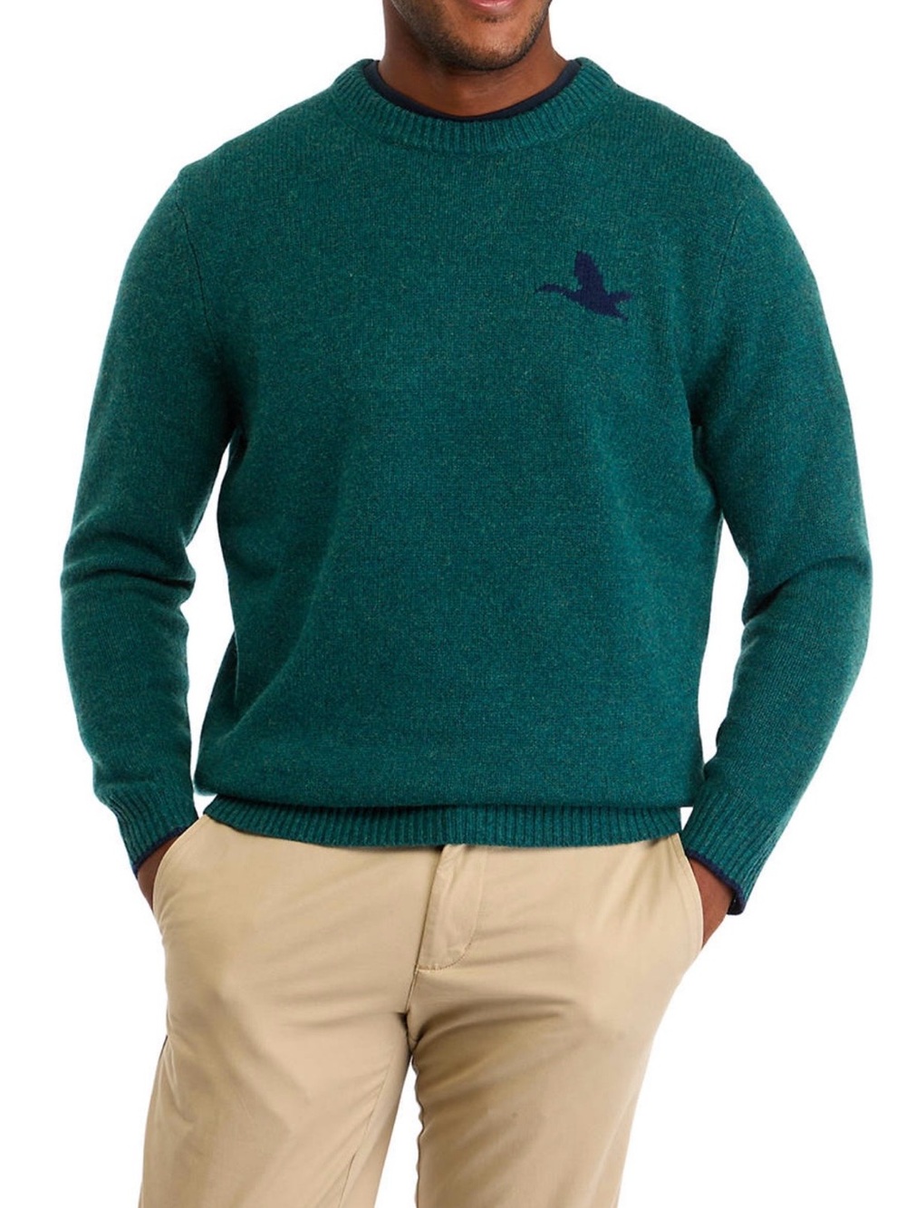 Vineyard Vines Merino Wool Crewneck Sweater with Navy Ducks, Medium